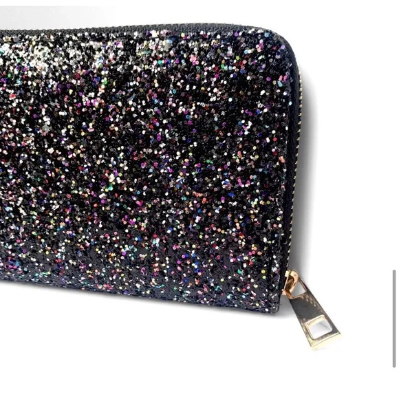 Amazing black glitter women’s fancy elegant holiday wedding wallet - Picture 5 of 9